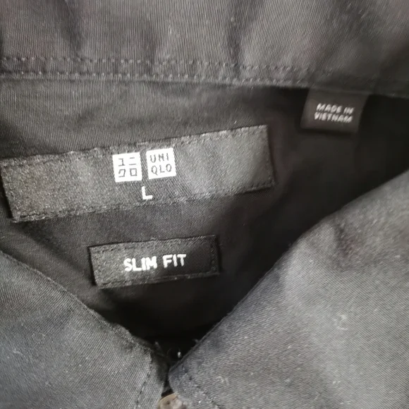 Uniqlo Men's Slim Fit Black Button Up Long Sleeve L RN139864 - Picture 3 of 5